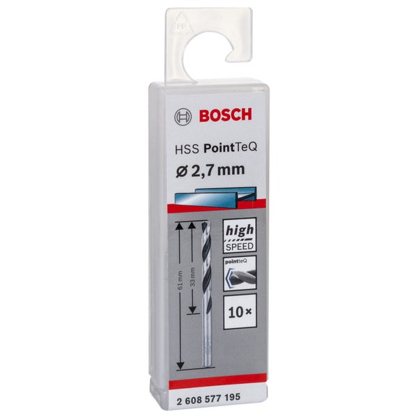 Bosch 10x HSS PointTeQ DIN 338 2,7 x 33 x 61 mm - 2608577195