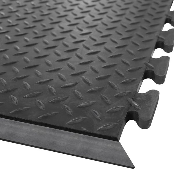 PROREGAL Anti-Ermüdungs-Gummifliesen 3er Set | BxL 240x70cm | Stärke 1,2cm | Schwarz | Anti-Rutsch, Matte, Bodenschutz
