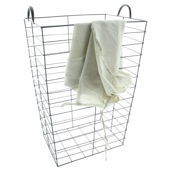FRANK FLECHTWAREN | Wäschekorb Laundry, METALL, POLYESTER, BAUMWOLLE, 43 x 33 x 61 cm