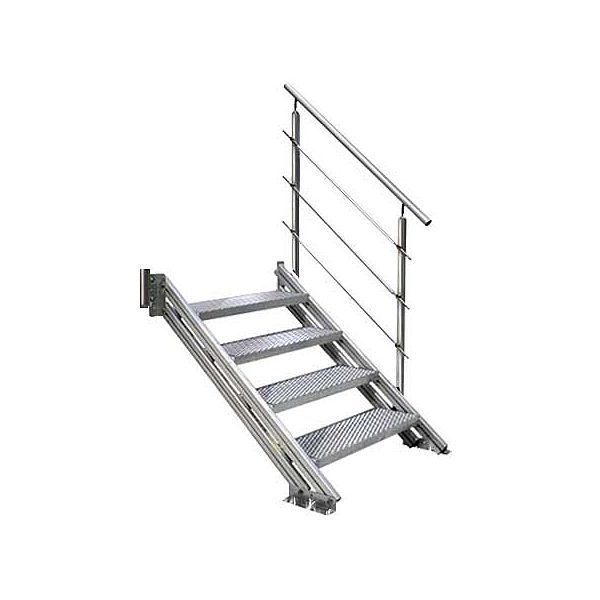 Metalltreppe mit vier Stufen und Geländer