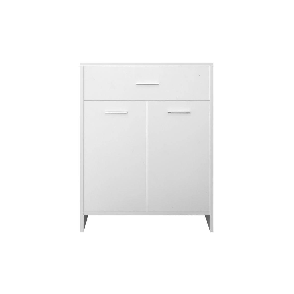ML-Design Badezimmerschrank Weiß, 60 x 80 x 33 cm, Badschrank mit 1 Schublade und 2 Türen, viel Stauraum, Badkommode aus MDF-Holz, Kommode für Badezimmer, Küchenschrank Aufbewahrungsschrank Badmöbel