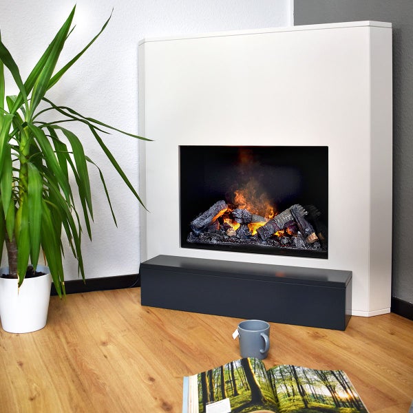 GLOW FIRE Elektrokamin 'Fontane' | Wasserdampf Kamin mit Heizung in weiß als Eckkamin | HxBxT: 100x98,5x71,5 cm