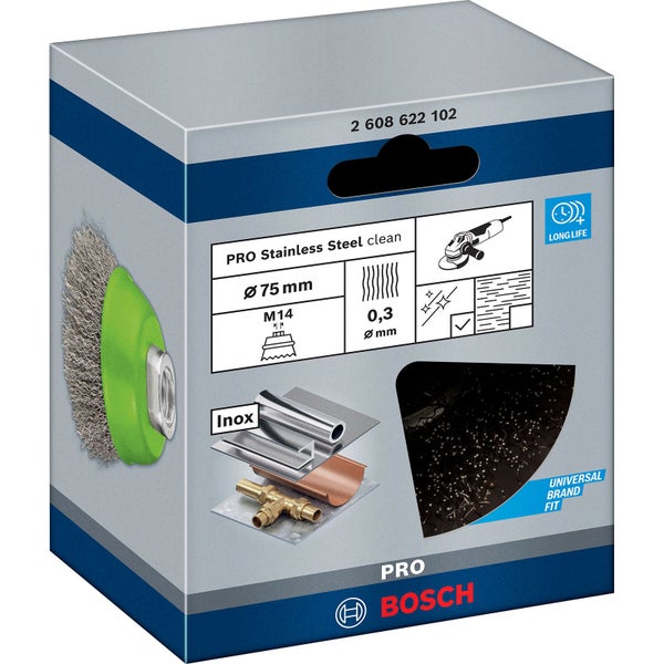 Bosch PRO Stainless Steel clean Topfbürste 75 x 0,30 mm Gewinde - 2608622102