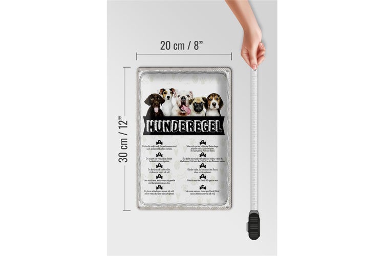Blechschild Spruch 20x30cm Hunderegel lass mich raus