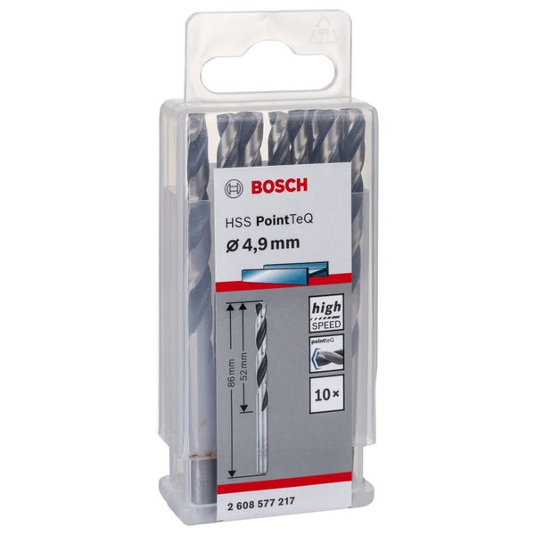 Bosch HSS PointTeQ Metallbohrer Set, Durchmesser 4,9 Millimeter, 10 Stück