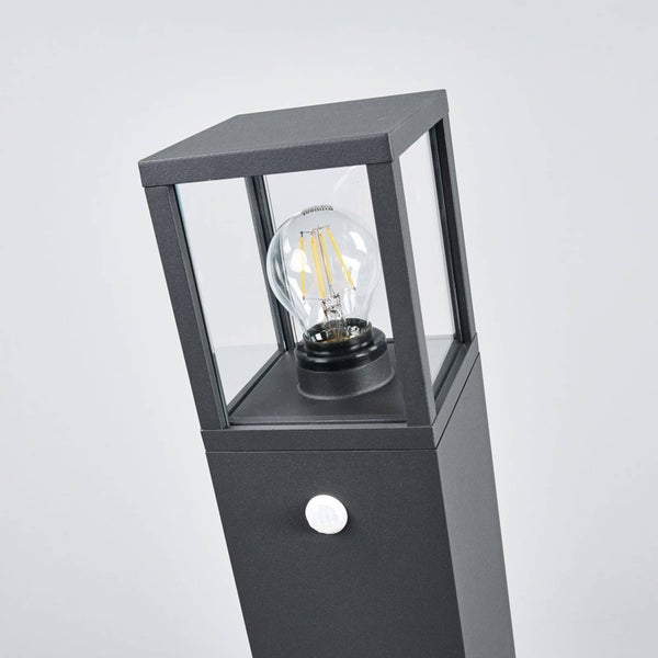 Lucande Wegeleuchte / Pollerleuchte mit Bewegungsmelder, spritzwassergeschützt IP54 Aussenleuchte 65 cm 1x E27 max. 15W ohne Leuchtmittel Außenleuchte