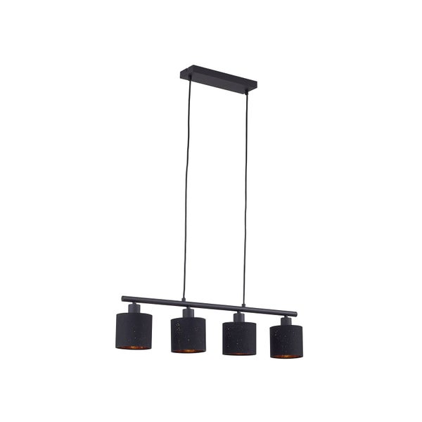 Lindby Pendelleuchte Vasilia (Modern) in Schwarz aus Textil (4 flammig, E14) - Deckenlampe Esstischlampe Hängelampe Hängeleuchte Wohnzimmerleuchte