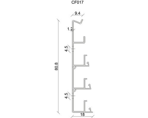 Clik-Fix 17 Montageschiene PVC weiß 19x81,5x2400 mm