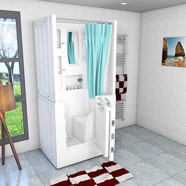Seniorendusche Sitzwanne Wanne Tür S02D-TH-B-R 100x78cm