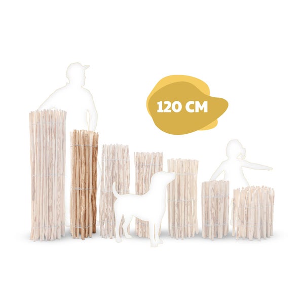 Staketenzaun Haselnuss Höhe 120 cm, Länge 5 Meter, Lattenabstand 3-5 cm