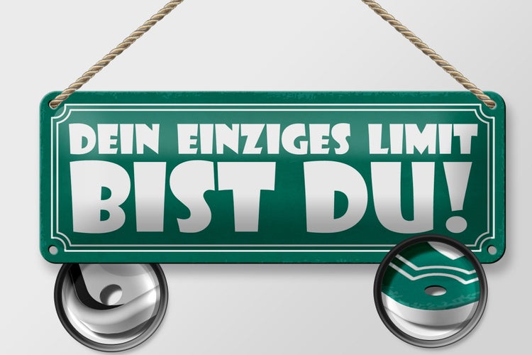 Blechschild Spruch 27x10cm dein einziges Limit bist Du Dekoration
