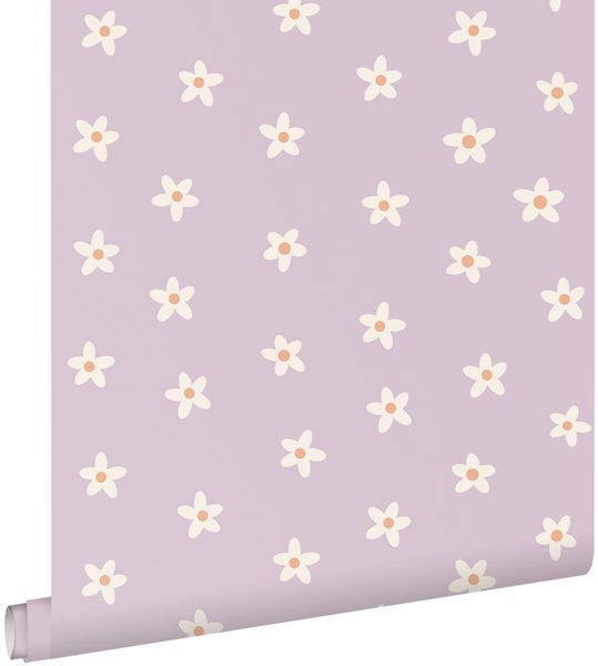 ESTAhome Tapete Gänseblümchen Violett - 53 cm x 10.05 m - 131114