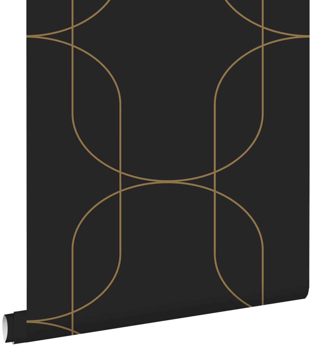 ESTAhome Tapete geometrische Formen Schwarz und Gold - 50 x 900 cm - 139652