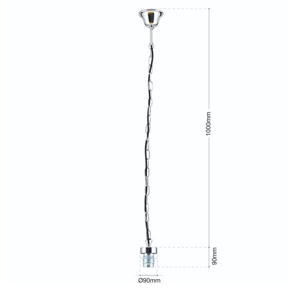 Kettenaufhängung 100cm Aufhängung mit Fassung E27 Schraubring Lampenaufhängung Lampen Kette Chrom