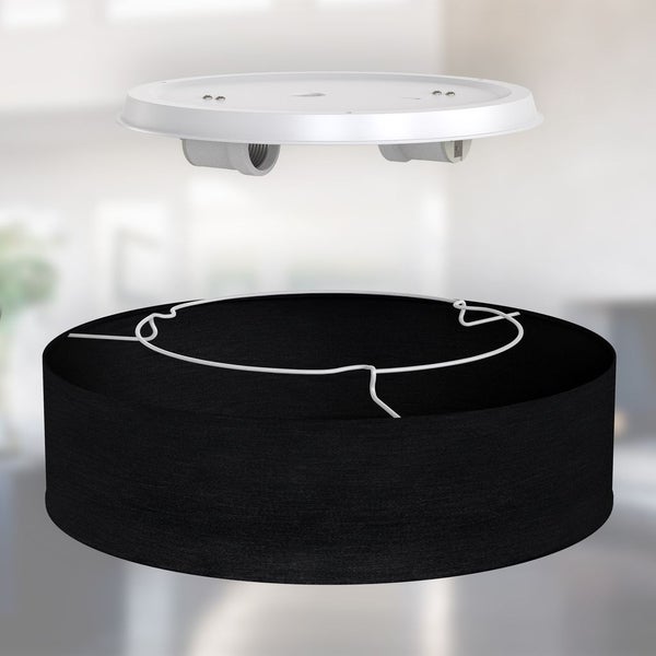 Deckenleuchte Ø38 cm - Stoffschirm, E27 Fassung, 2-flammig, schwarz