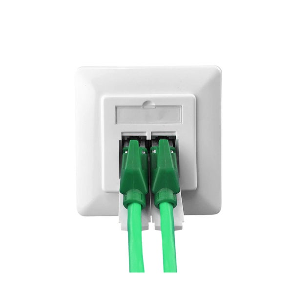 ProfiPatch Netzwerkdose LAN Dose Cat6A 500MHz Unterputz 2x RJ45 Port Anschluss rechts/links POE CAT7,CAT6A,CAT6,CAT5 geschirmt weiß