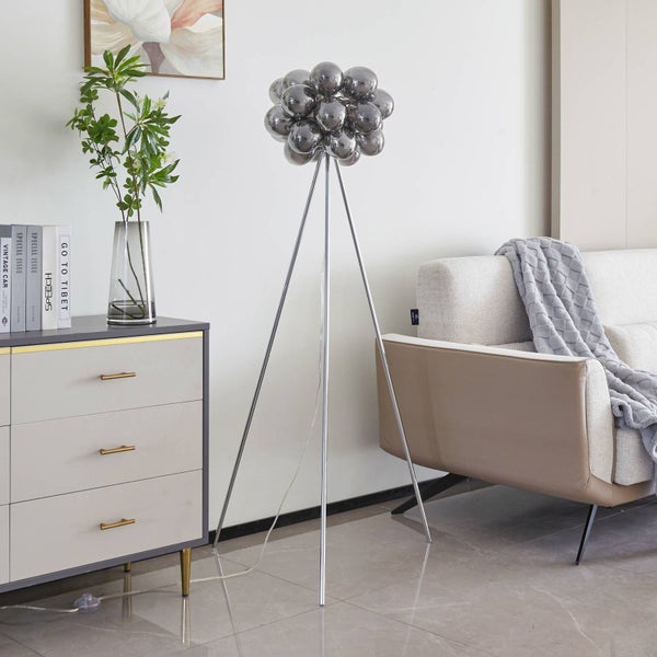 Lucande Stehlampe Diborah (Design, Modern) in Alu aus Glas (3 flammig G9) - Stehleuchte Standleuchte Floor Lamp Wohnzimmerlampe Wohnzimmerleuchte