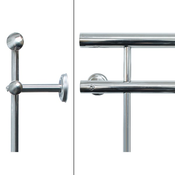 ECD Germany Französischer Balkon 90 x 128 cm mit 9 Füllstäben, Silber glänzend, aus Edelstahl, Balkongeländer Stabgeländer Balkonbrüstung Balkongitter Fenstergeländer Außen Fenstergitter Fensterschutz