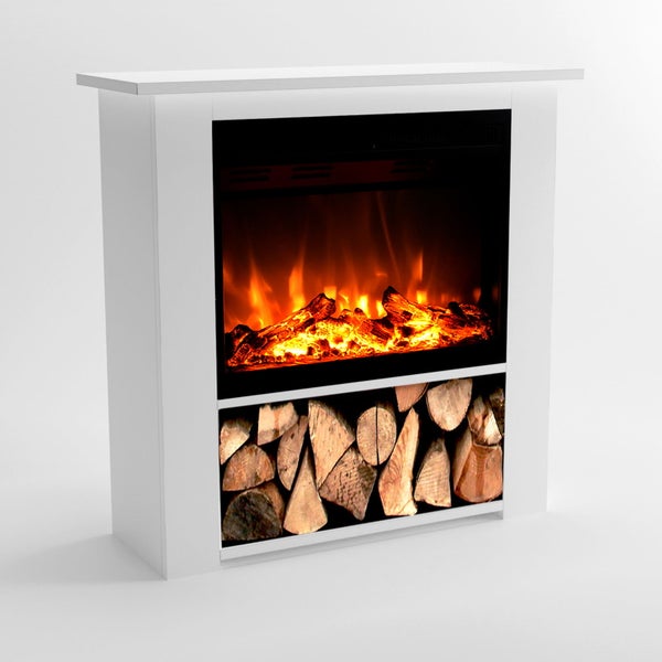 Glow Fire Elektrokamin 'Thebe' | LED Standkamin in weiß mit Heizung (1500 W) | HxBxT: 85x86x30 cm
