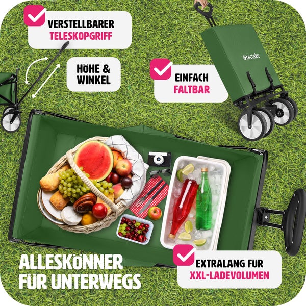 Bollerwagen tectake Leon faltbar inklusive Tragetasche, Belastbarkeit 80 kg