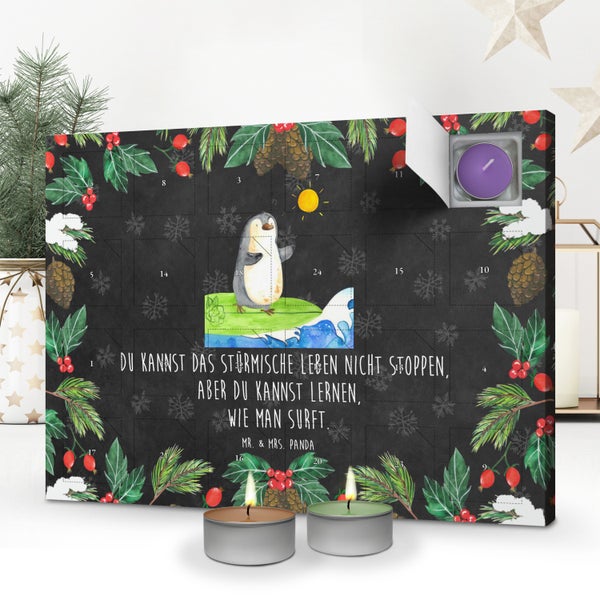 Mr. & Mrs. Panda Duftkerzen Adventskalender Pinguin Surfer - Schwarz