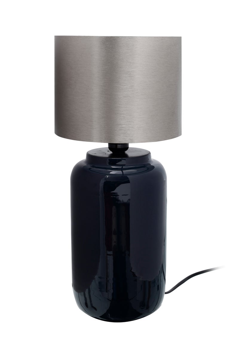 Dekorative Tischlampe Blau Silber, Klassische Nachtischlampe 43 cm | Wohnzimmer Esszimmer Leuchte
