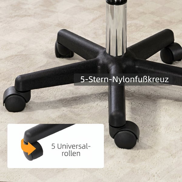 Fünf-Stern-Nylonfußkreuz eines Bürostuhls mit fünf Universalrollen.