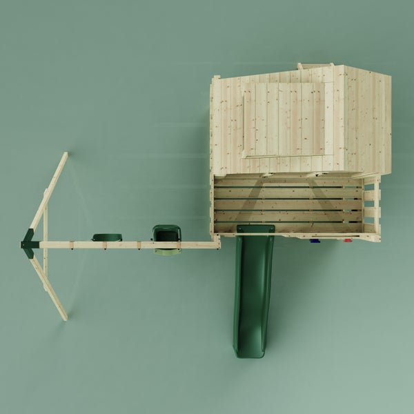 Spielturm mit Rutsche und Schaukel