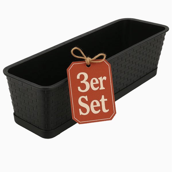 Blumenkasten im 3er Set mit Flechtmuster