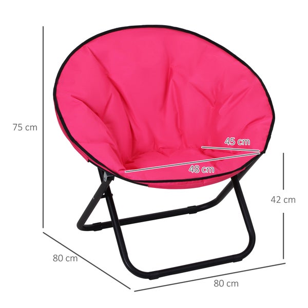 Outsunny Campingstuhl Faltbar Campingsessel mit Lehne, Klappstuhl bis 120kg, gepolstert Moonchair Extra Breit, Faltsessel Outdoor Stuhl für Garten, Balkon, Camping, Rosa