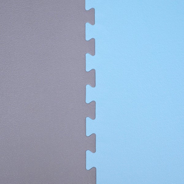 90x90cm Trainingsmatte mit Rand - 20mm Bodenschutz-Matte Grau Blau