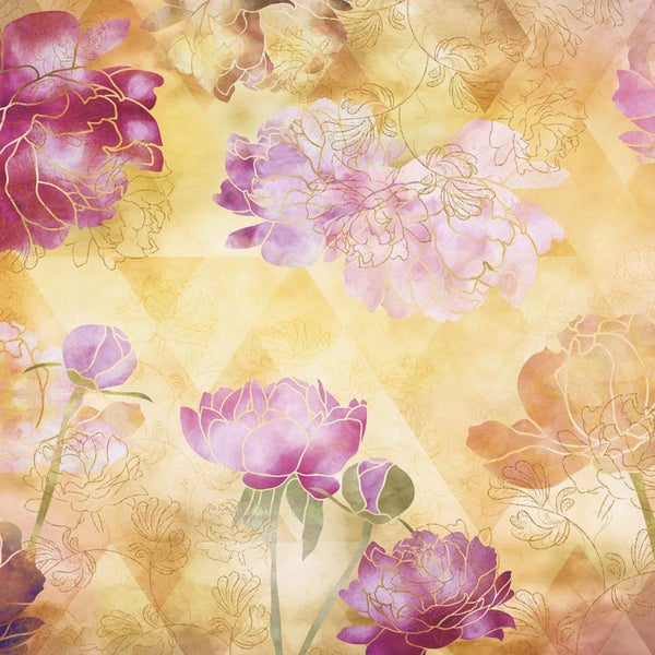 Dekor mit Blütenmuster auf gelbem Grund