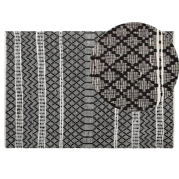 Teppich FEHIMLI Schwarz 140 x 200 cm Echtleder
