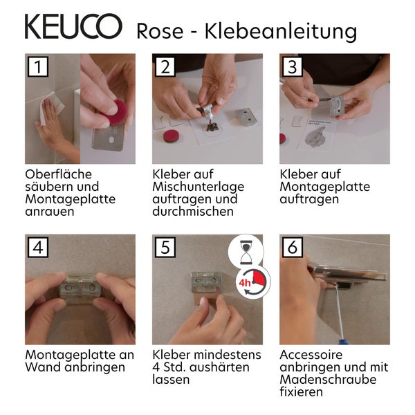 KEUCO Rose Duschablage 32,8 cm, zum Kleben/Schrauben, weiß matt