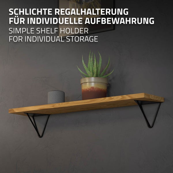 ML-Design 4 Stück Regalhalterung 160 mm, Schwarz, Metall, Dreieckige Regalhalterungen, Schwebe Regalwinkel, Haarnadel Wandhalterung, Prisma Regalträger für Wandmontage, Hairpin Wandregal Wandkonsole