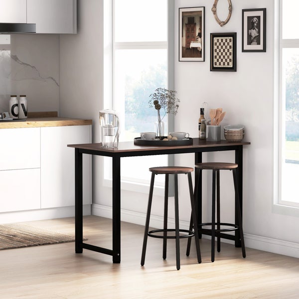 HOMCOM Barhocker, 2er-Set Barstühle mit Fußstütze, Tresenhocker mit Stahlgestell, Tresenstuhl im Industriedesign, Küchenstuhl für Esszimmer, Wohnzimmer, Rustikales Braun