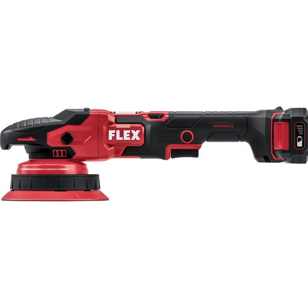 FLEX Akku Exzenterpolierer mit bürstenlosem Motor für effizientes Polieren von Oberflächen.
