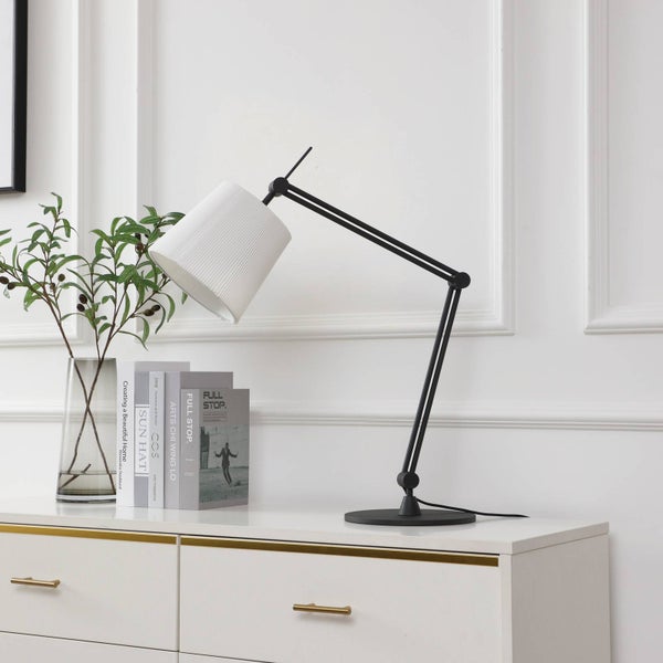 Lucande Tischlampe Caelia (Modern) in Schwarz aus Metall (1 flammig, E27) - Tischleuchte Schreibtischlampe Nachttischlampe Wohnzimmerleuchte