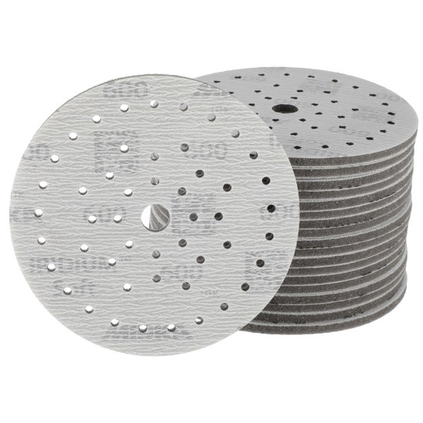 Mirka Iridium Soft Schleifscheiben Ø 150 mm / Korn P600 / Klett Multifit / 20 Stück / schaumbasiertes Schleifmittel für präzises Trockenschleifen, Klarlackschliff, Finish