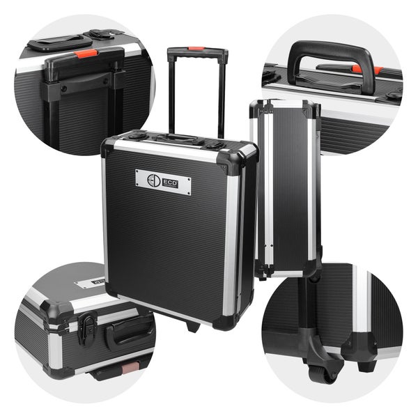 ECD Germany Alu Werkzeugkoffer 949 teilig Qualitätswerkzeug, Schwarz, Chrom-Vanadium Stahl, 4 Ebenen, mit Rollen, Werkzeugkasten Werkzeugkiste Werkzeugtasche Werkzeugbox Werkzeug-Set Werkzeug Trolley