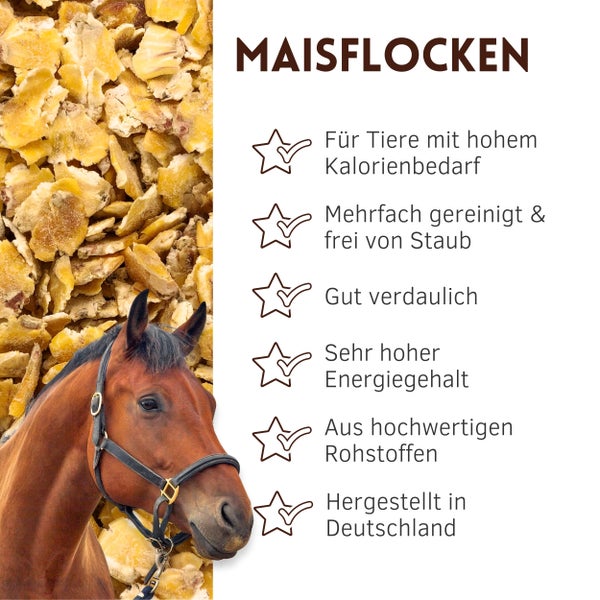 Maisflocken für Tiere mit hohem Kalorienbedarf