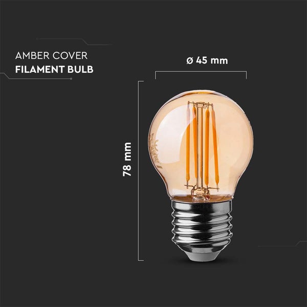 V-TAC VT-1957-N - E27 LED-Lampen - Bernstein - Golf - IP20 - 4W - 350 Lumen - 2200K