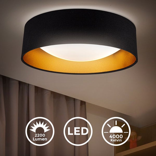 Deckenlampe Ø40 cm - 18W, 2200lm, LED, neutralweiß, schwarz-gold