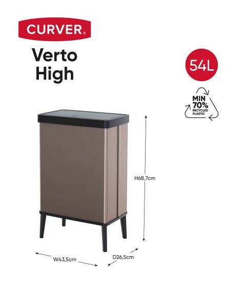 Curver Verto High 54L Mülleimer mit Push Deckel