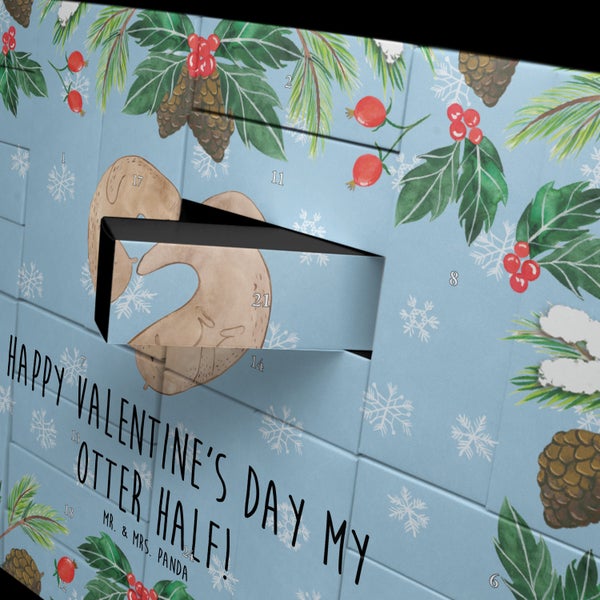 Mr. & Mrs. Panda Befüllbarer Adventskalender Otter Valentine - Blau Pastell