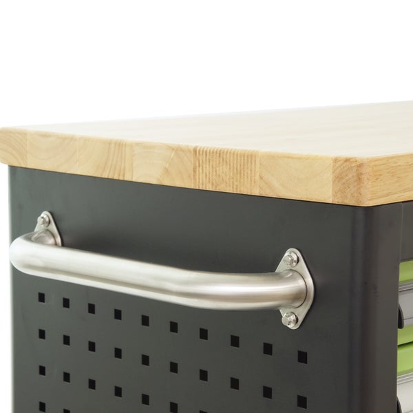 Werkstattwagen DELUXE 12 Schubladen unbestückt 123 cm Breite mit massiver Arbeitsplatte