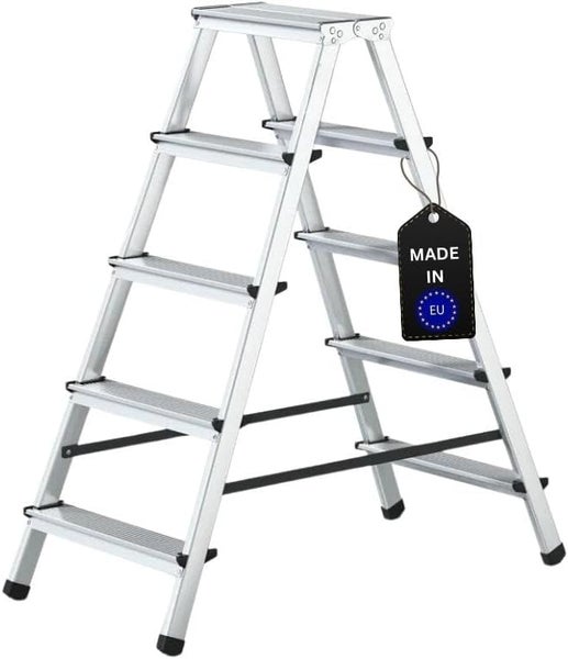 PROREGAL Stufenstehleiter ATLAS Beidseitig Begehbar 2 x 5 Stufen Arbeitshöhe 3,03 m Traglast 125 kg