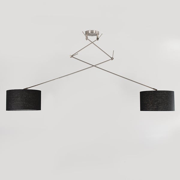 Pendelleuchte mit zwei Lampenschirmen und verstellbarem Arm