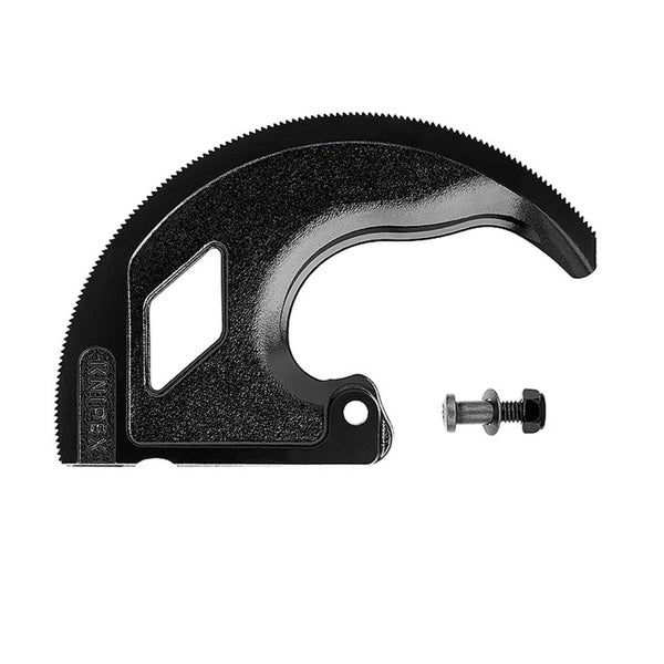 Knipex Ersatzmesser für Ratschen-Kabelschneider mit Befestigungsschraube, aus schwarz lackiertem Spezial-Werkzeugstahl.