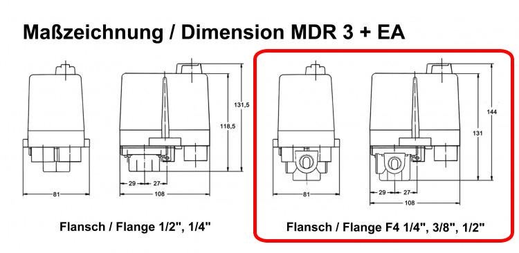 Condor Druckschalter Typ MDR 3/16 EV 3S R 3/6,3 Anschluss F4 G1/2 103049